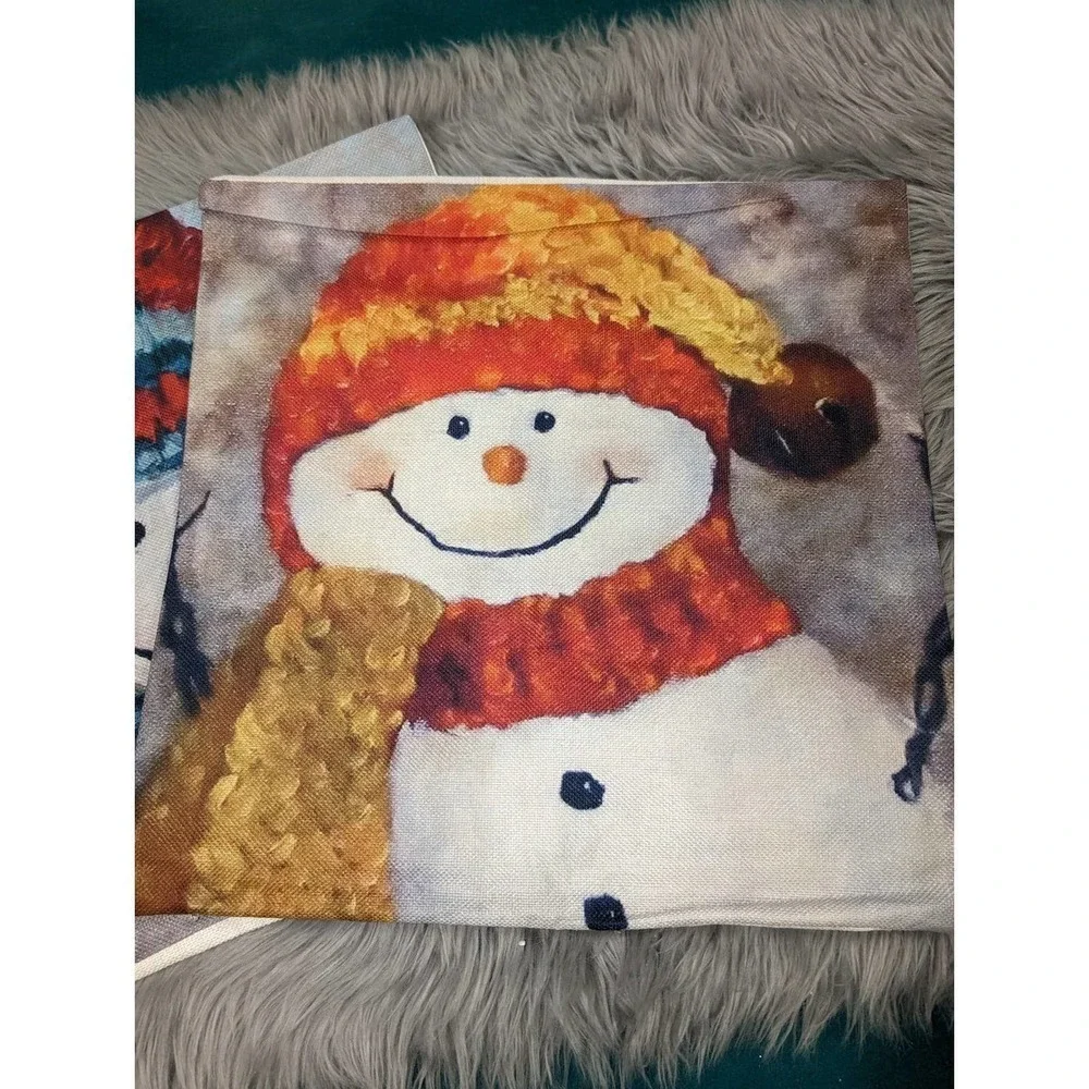 Set of 3 snowman pillow cases